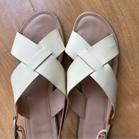LOFT Criss Cross Flat Strappy Sandals, Cream/Tan, Size 10M - Picture 4 of 12